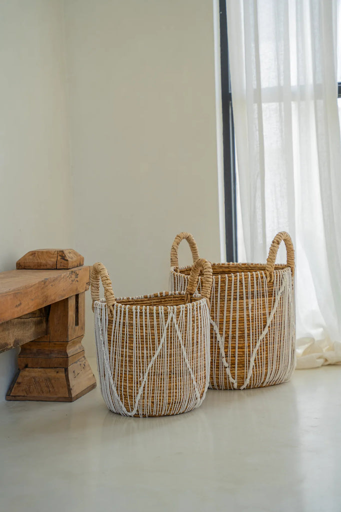The Straight Stitched Macrame Basket - Small